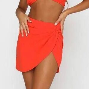 White Fox Sunset Views Mini Skirt Orange NWT Size XL
